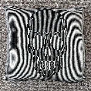 Striped Skull Accent Pillow